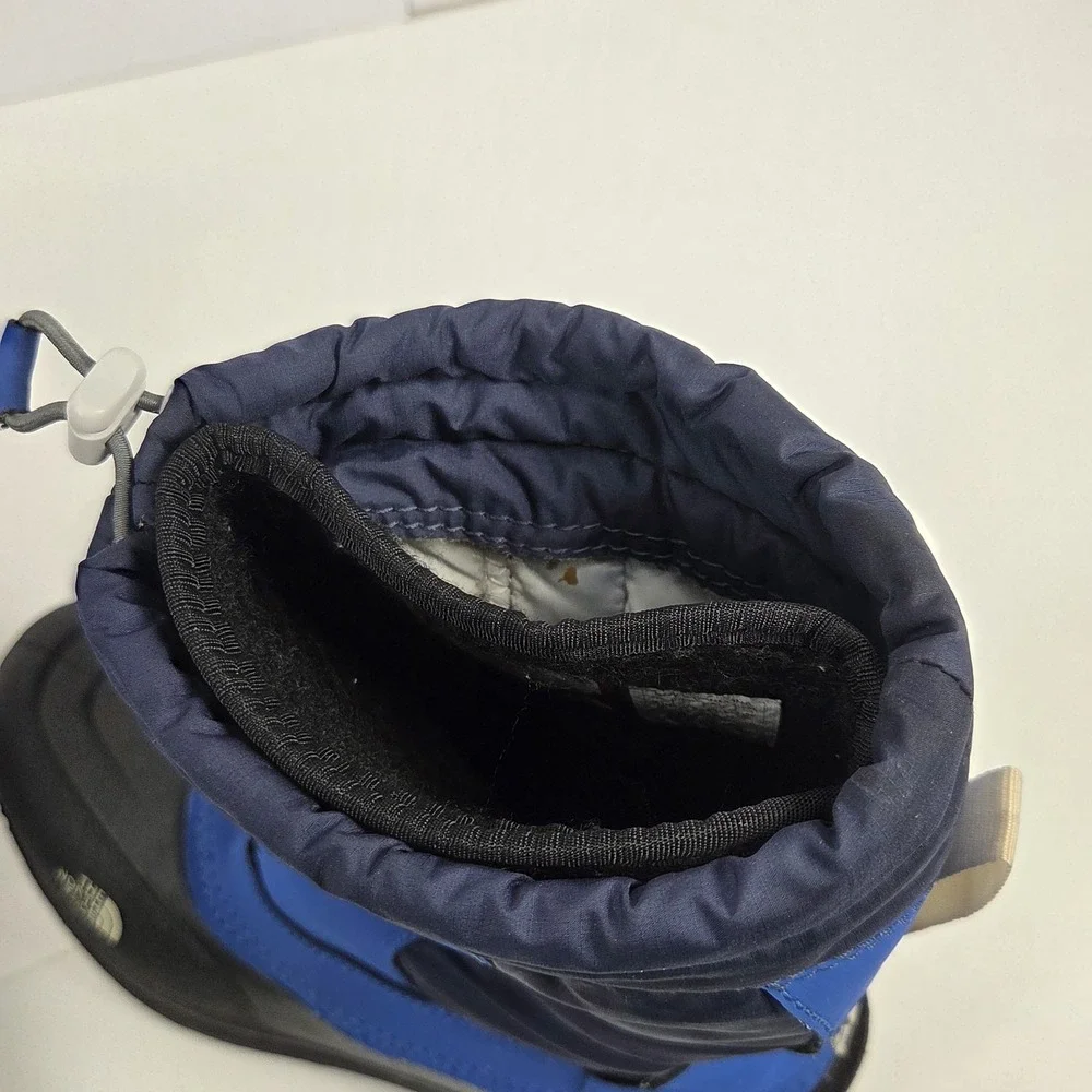 The North Face Boys Snow Boots Blue/Black Drawstring Rubber Sole US 5  EU 37